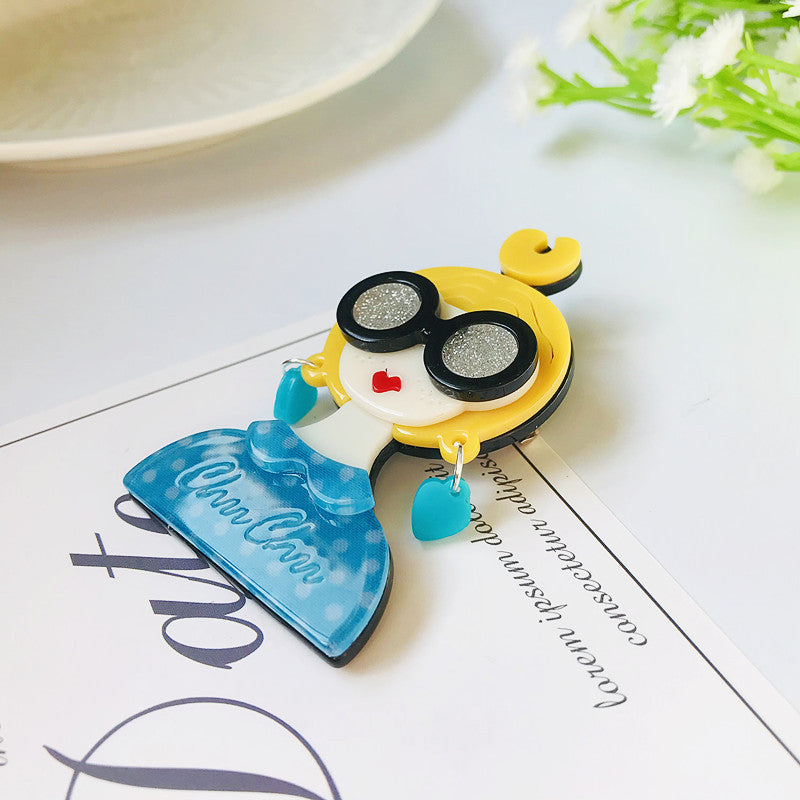 Acrylic Glasses Girl Cute Brooch Minimo de compra≥2 MIC-BenD0010