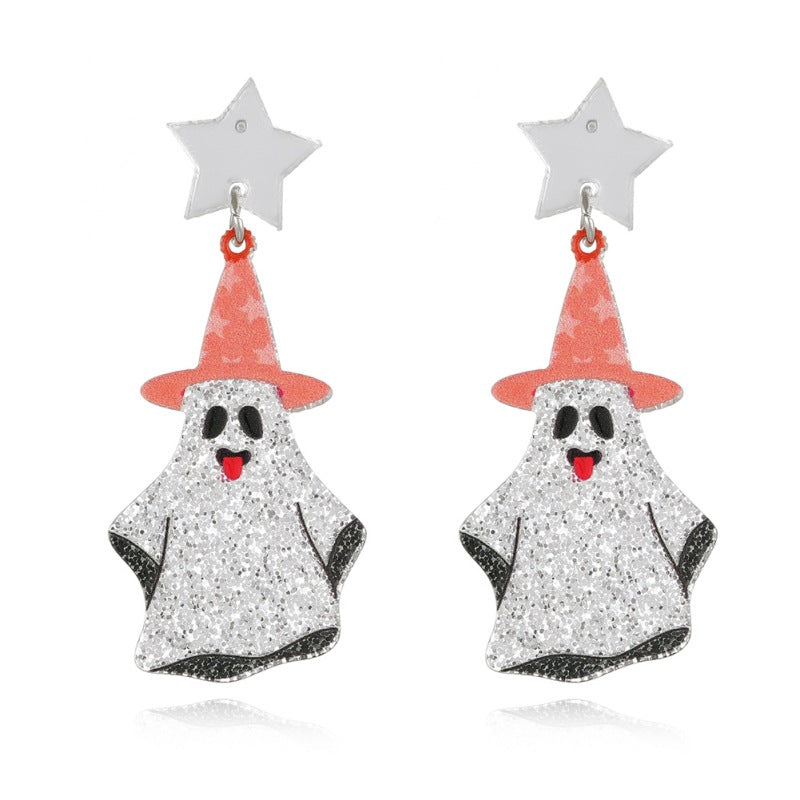 Acrylic funny cartoon pumpkin ghost earrings (Minimo de Compra 3) MIC-YuanQ002