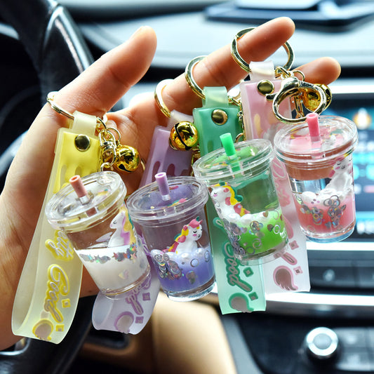 PVC liquid quicksand unicorn keychain MIC-YanG016