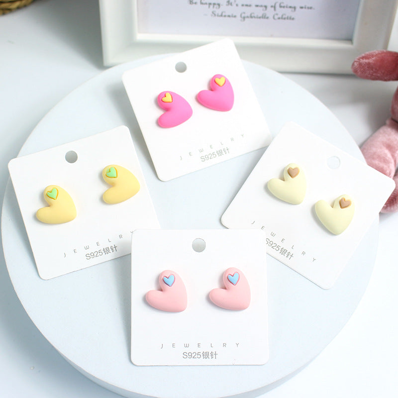 Acrylic Heart shaped Sweet Girl Earrings  (Minimo de Compra 2) MIC-PingH033