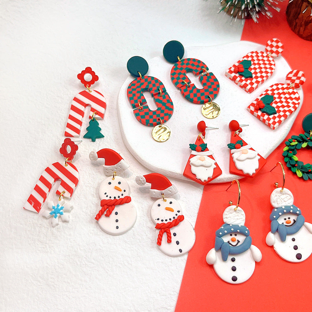 Alloy grid geometric snowman earrings (Minimo de Compra 2) MIC-PingH041