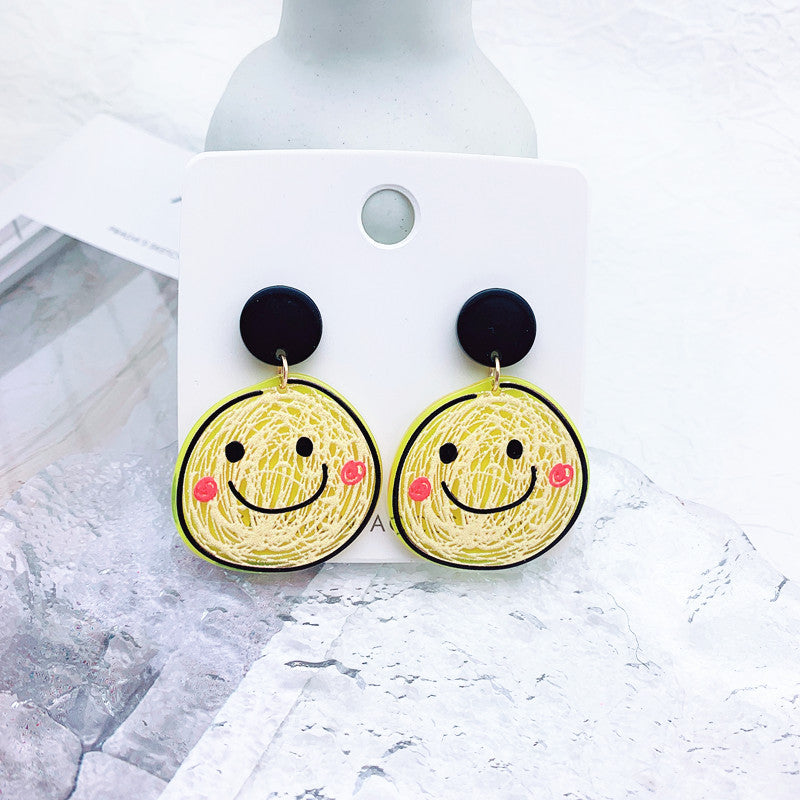 Acrylic Graffiti Embossed Print Earrings  (Minimo de Compra 2) MIC-ShiJ004