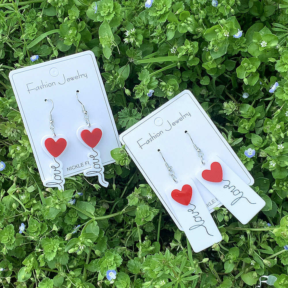 Acrylic Love Earrings (Minimo de compra 2) MIC-ManT021