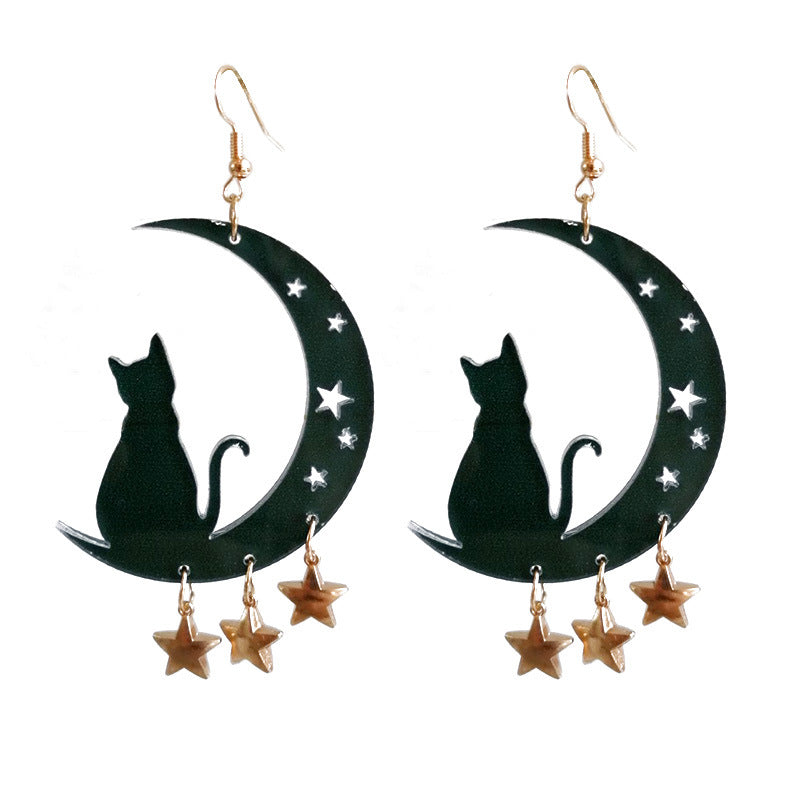 Acrylic Moon Cat Earrings (Minimo de compra 2) MIC-SiB004