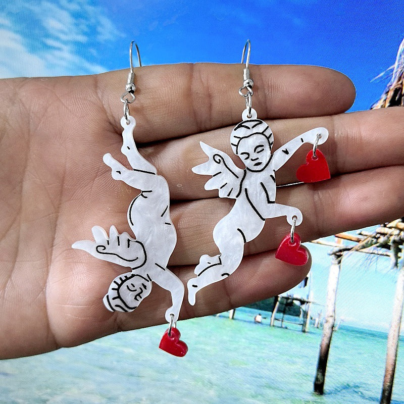 Acrylic Cupid Little Angel Earrings MIC-XueP166