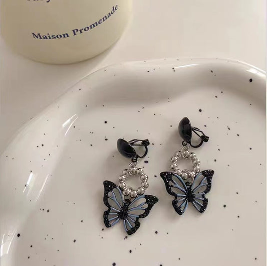 Alloy black butterfly earrings (Minimo de Compra 2) MIC-JingX001