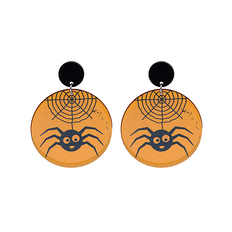 Acrylic Halloween Bat Spider Castle Earrings MIC-MDD040