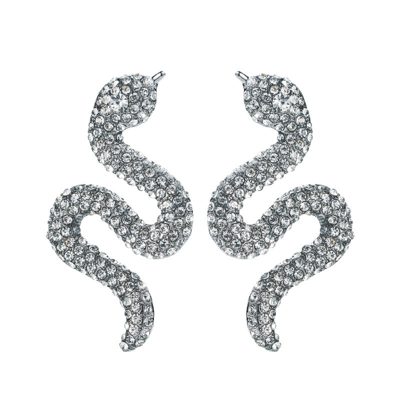 Alloy new full diamond snake shaped earrings (Minimo de Compra 2) MIC-HeM014