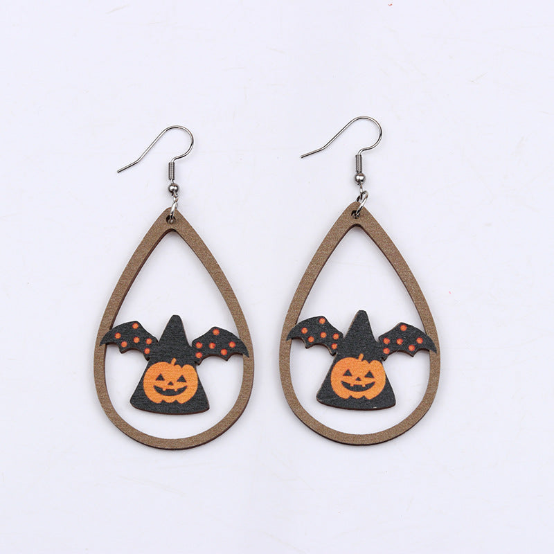 Acrylic Halloween Wood Earrings (Minimo de Compra 2) MYA-DuA019