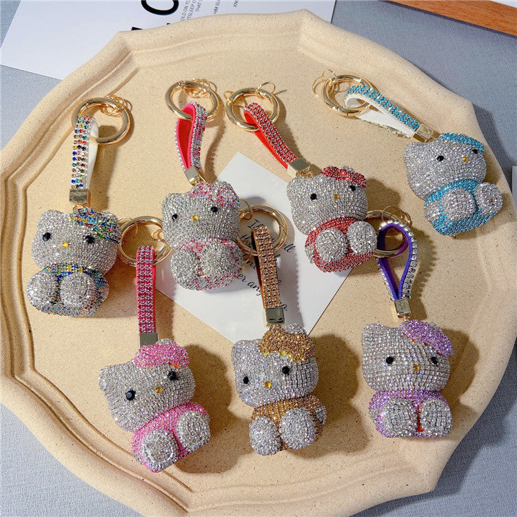 Diamond cartoon cat doll keychain  （Minimo de compra 2） MYA-LianX005