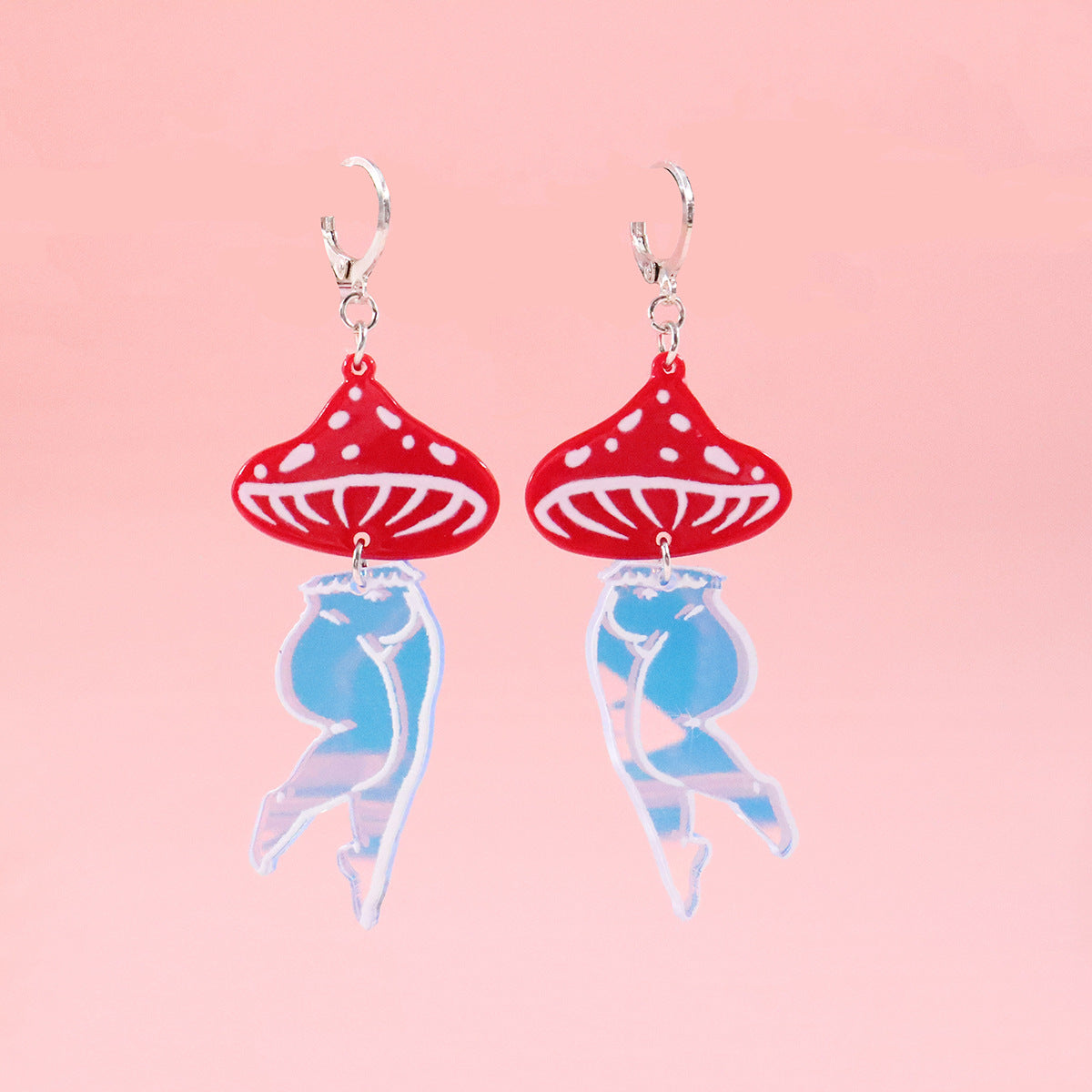 Acrylic Funny Mushroom Earrings （Minimo de compra 2） MIC-OuG018