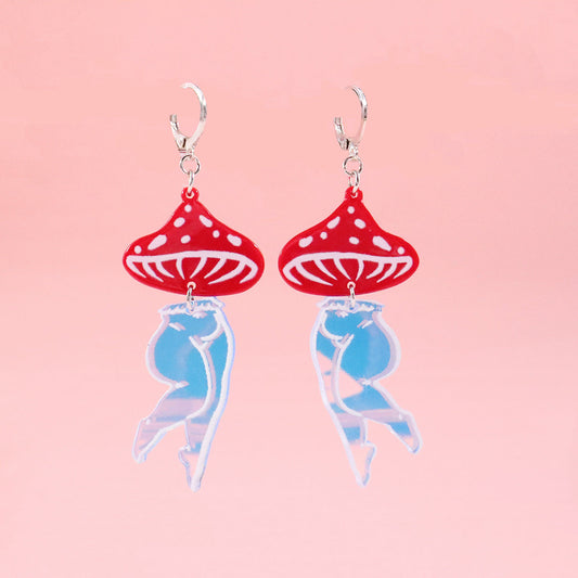 Acrylic Funny Mushroom Earrings （Minimo de compra 2） MIC-OuG018