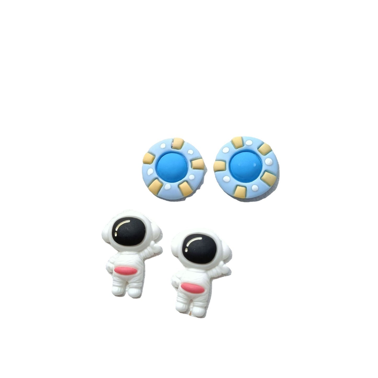 Earring Resin Astronaut Spaceship S925 Silver Needle Shier007