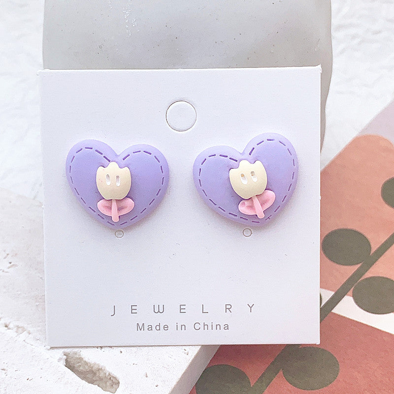 Resin Colored Peach Heart Earrings  (Minimo de Compra 2) MIC-ShiJ003