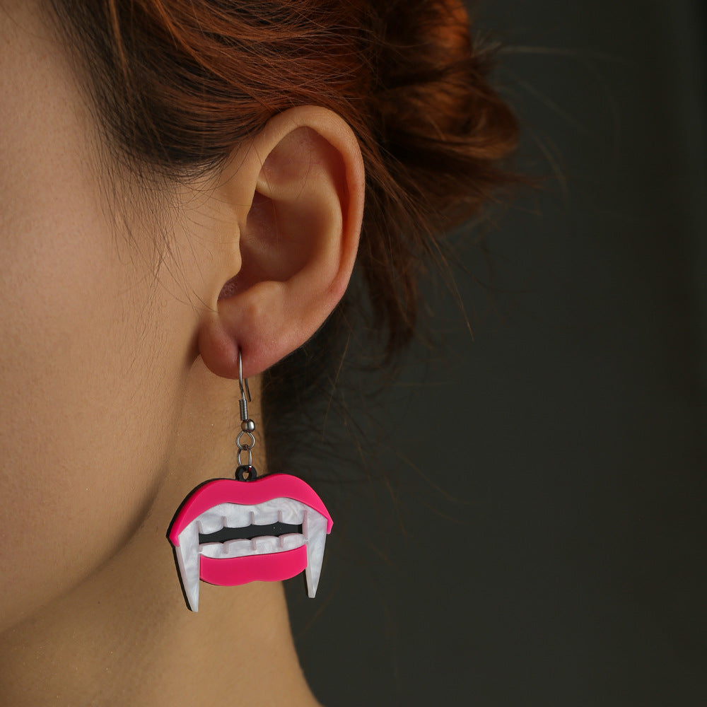 Resin Halloween Funny Fang Earrings (Minimo de Compra 5) MYA-ZeX003