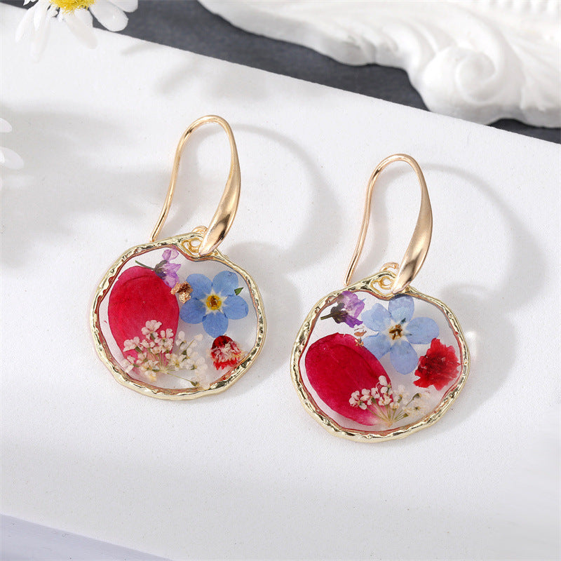 Alloy transparent eternal flower earrings (Minimo de Compra 6) MIC-JueJ036