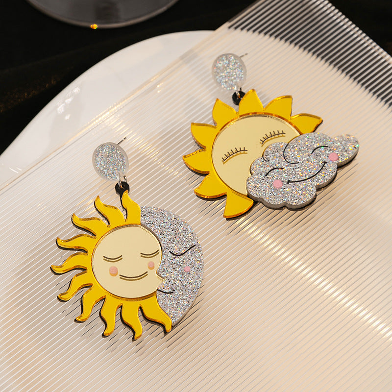 Acrylic smiley face sunflower earrings MIC-HongC022