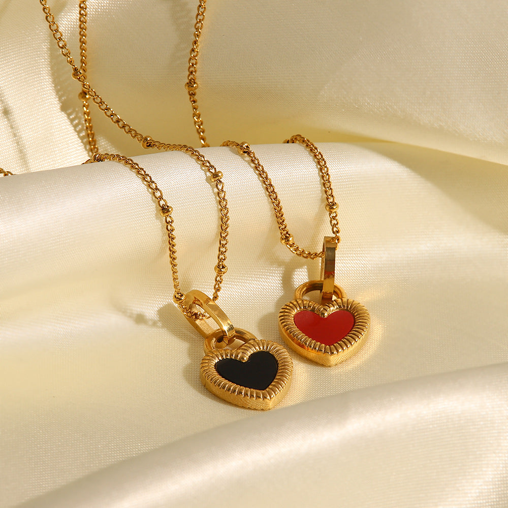 Stainless steel gold-plated double-sided heart necklace MYA-JieD017