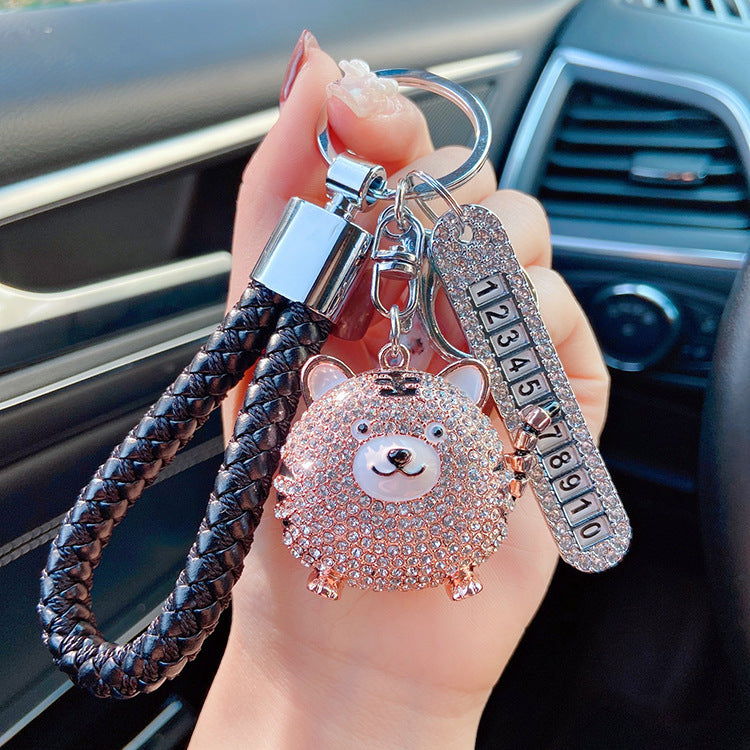 Diamond cartoon Yuanbao tiger key chain  （Minimo de compra 2） MYA-LianX010