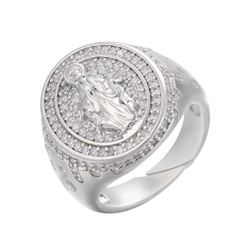 Micropaved Zirconia Colored Diamond Madonna Ring MIC-JuC001