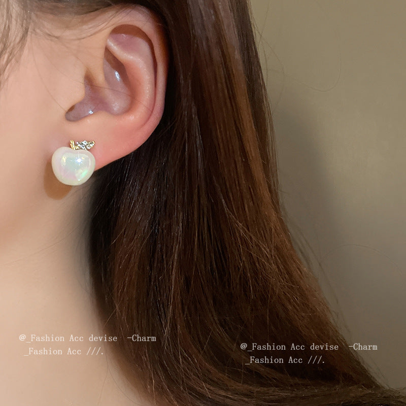 Alloy Diamond Apple Earrings MIC-HuiH003