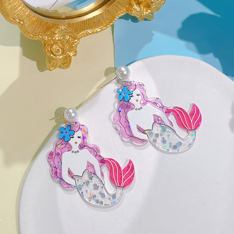 Acrylic New Mermaid Unicorn Earrings PinH013