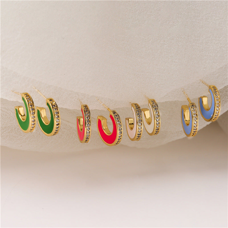 Alloy Colorful Oil Dropping Earrings (Minimo de Compra 2) MIC-JuC037