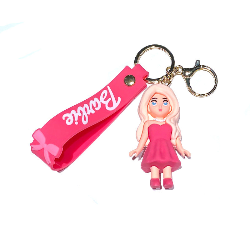 2023 New Pink Princess Girl Silicone Keychains GongZe002