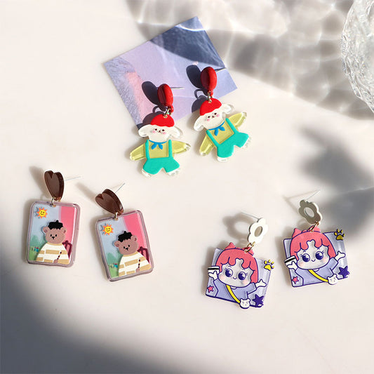 Acrylic relief painted cute earrings (Minimo de Compra 2) MIC-XiM052