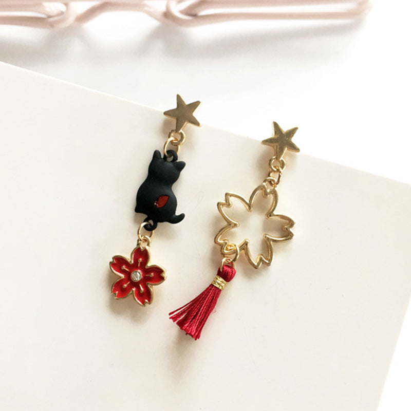 Alloy cat flower earrings MIC-GangM002