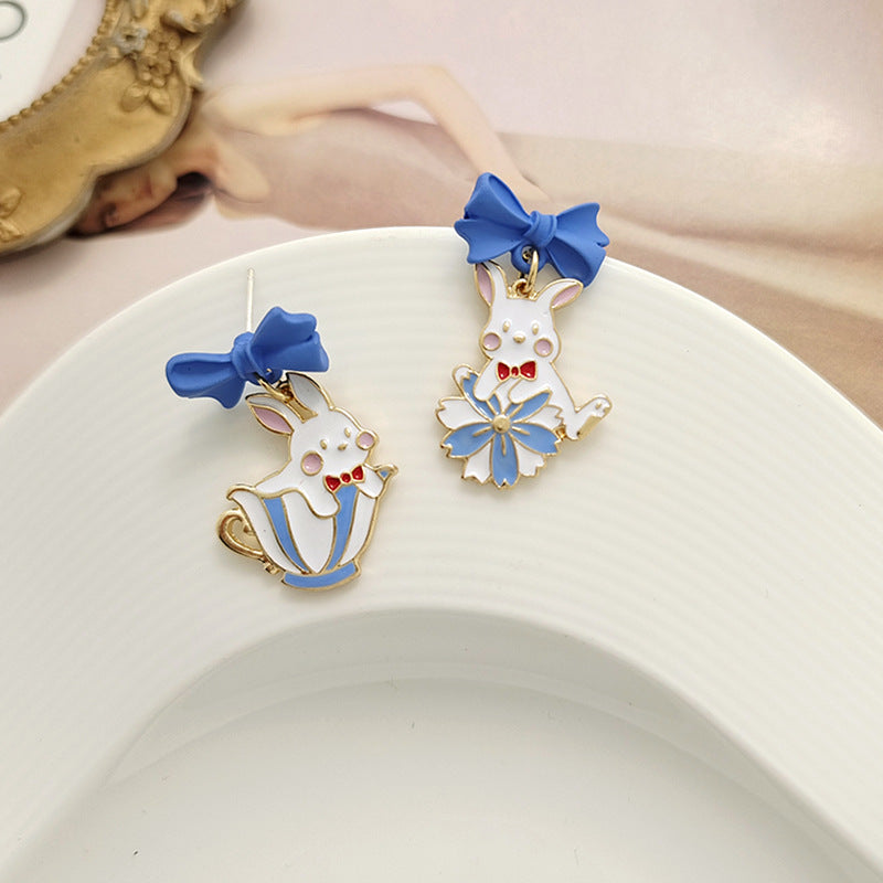 Alloy bow rabbit earrings (Minimo de Compra 2) MYA-BLD057