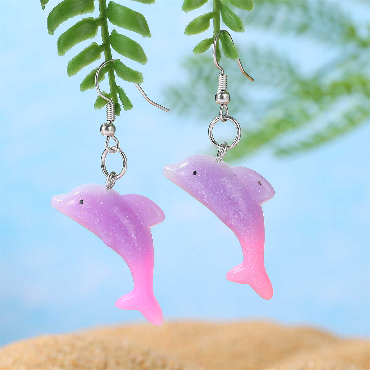 Alloy gradient little dolphin earrings MIC-JiaY013