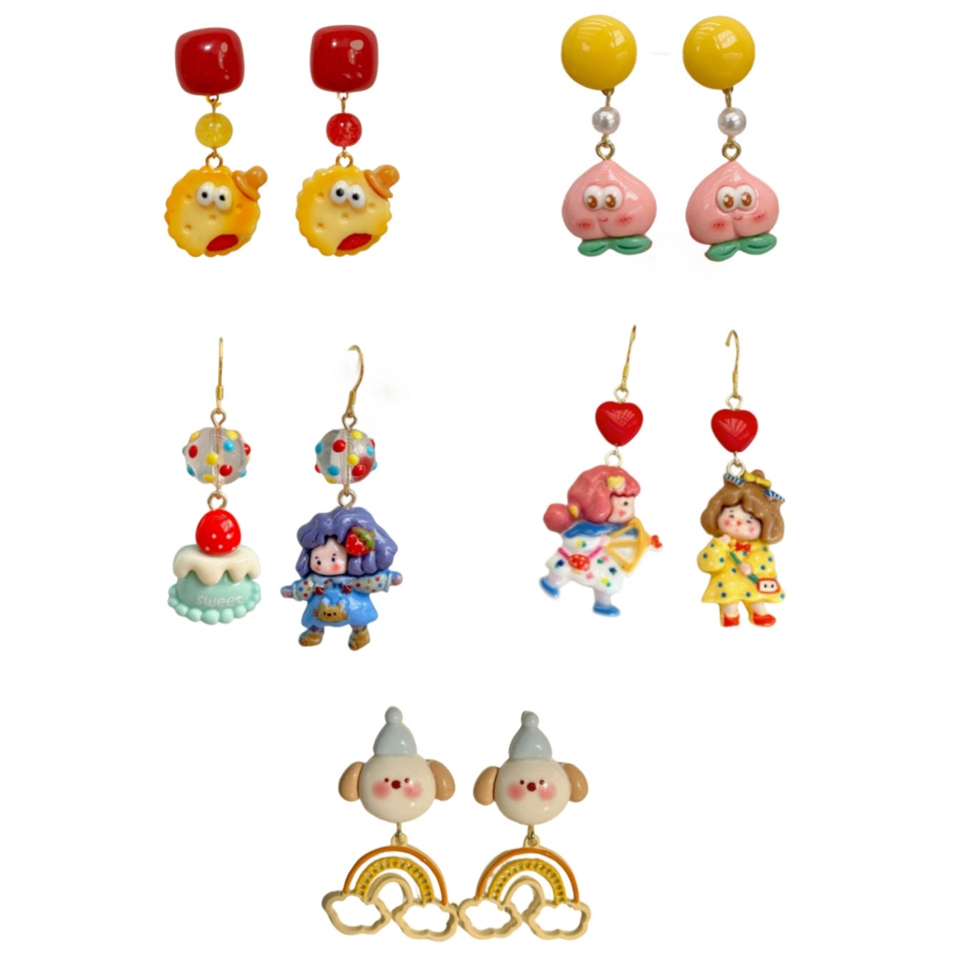 Alloy resin trendy cartoon character earrings (Minimo de compra 5) MYA-AoY014