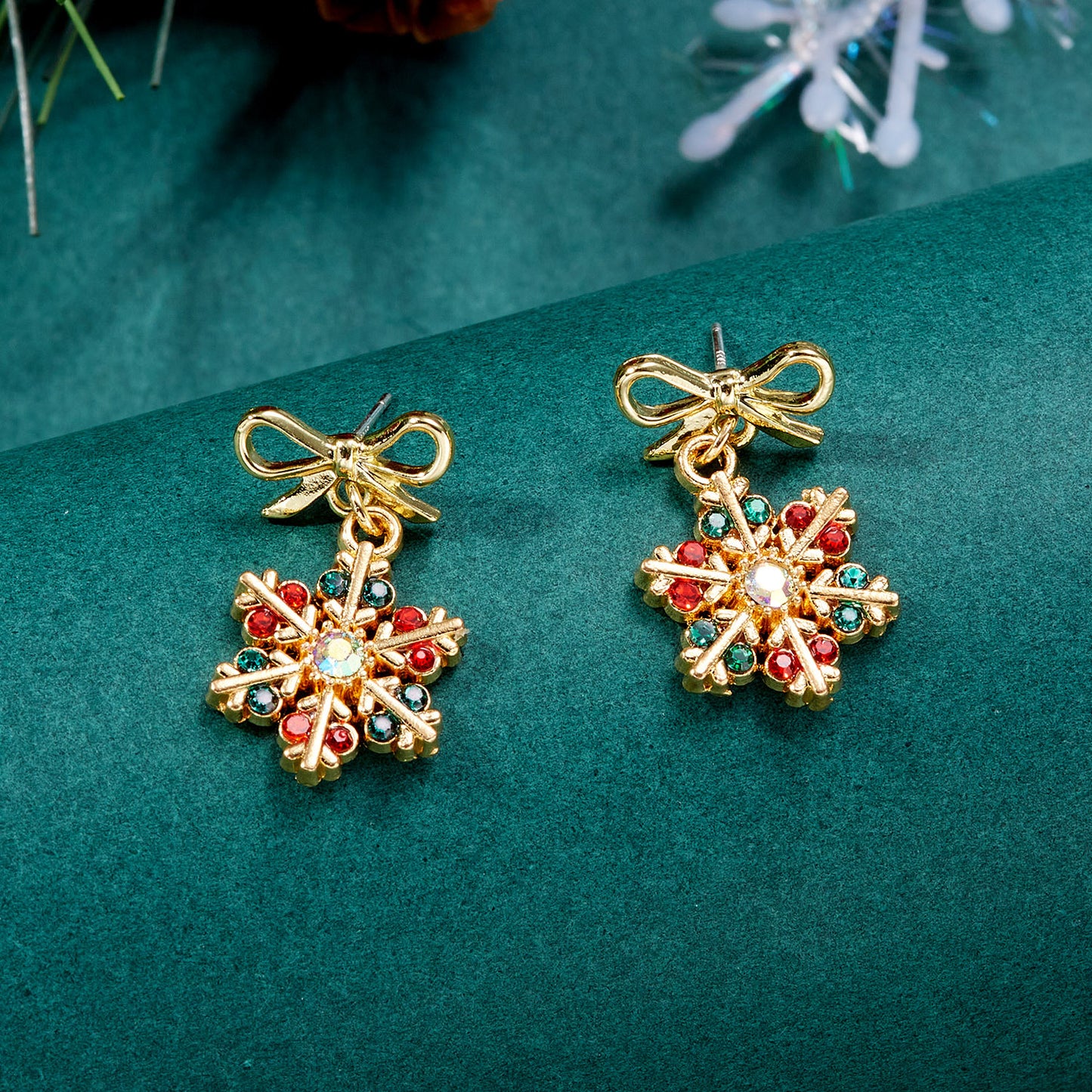 Alloy Santa Claus Bell Snowflake Earrings (Minimo de Compra 2)  MIC-JueH002