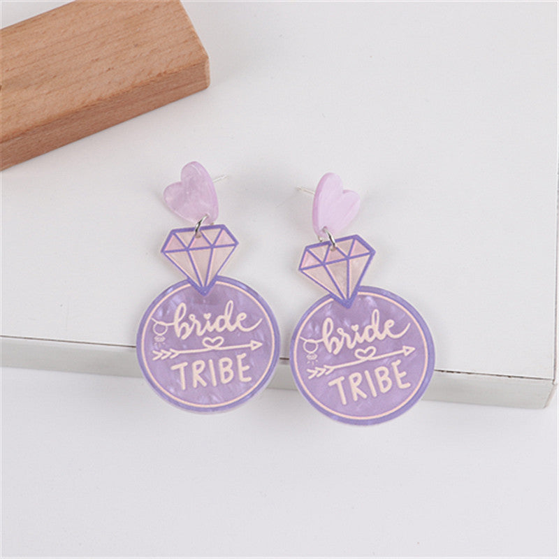 Acrylic Love 3D Embossed Earrings MIC-ChouD016