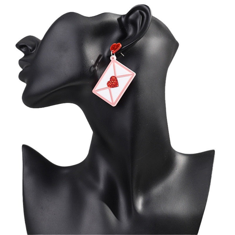 Acrylic Love Envelope Earrings MYA-ChouD040