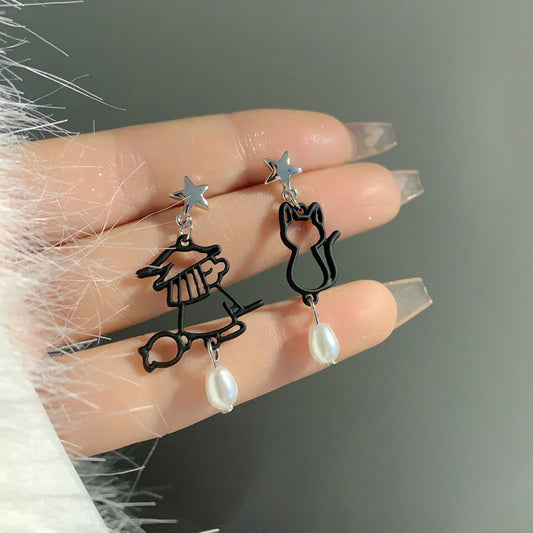 Alloy black hollow earrings (Minimo de compra 2) MYA-YBY017