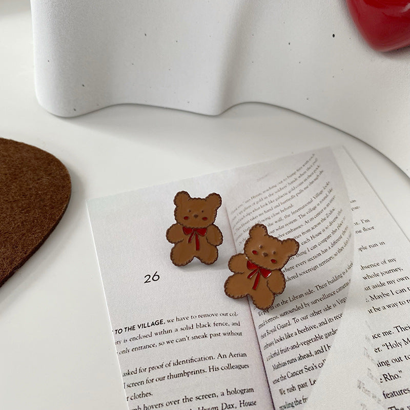 Resin Bow Bear Earrings (Minimo de compra 2) MIC-TQL013