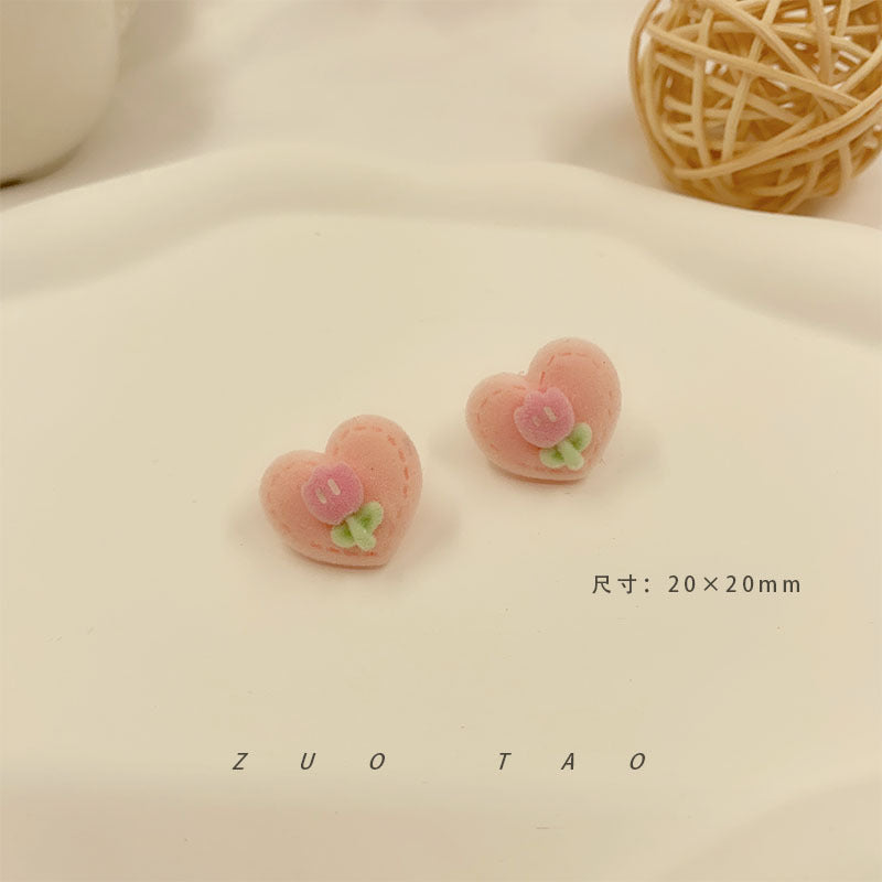 Flocking New Love Flower Earrings MIC-XingW005