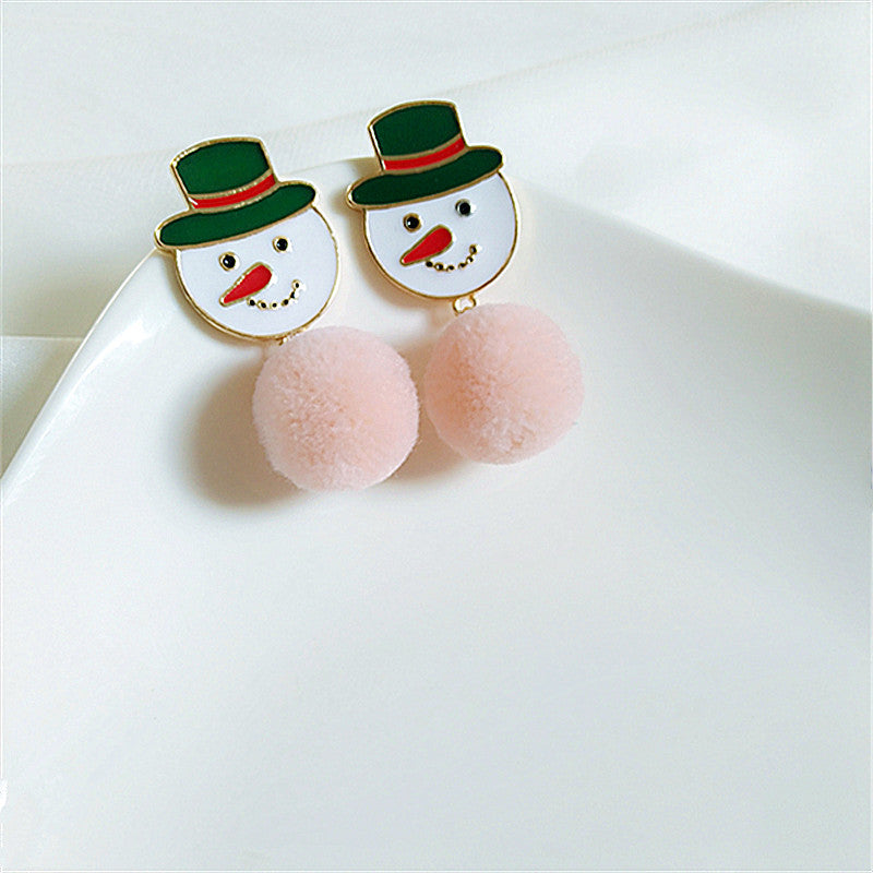 Alloy hairy ball snowman earrings MIC-AiM020