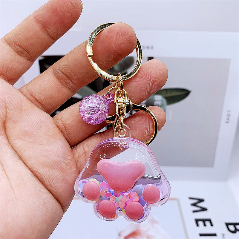 Keychains For Backpacks acrylic sakura cat claw into oil keychain MOQ≥2 DMF011