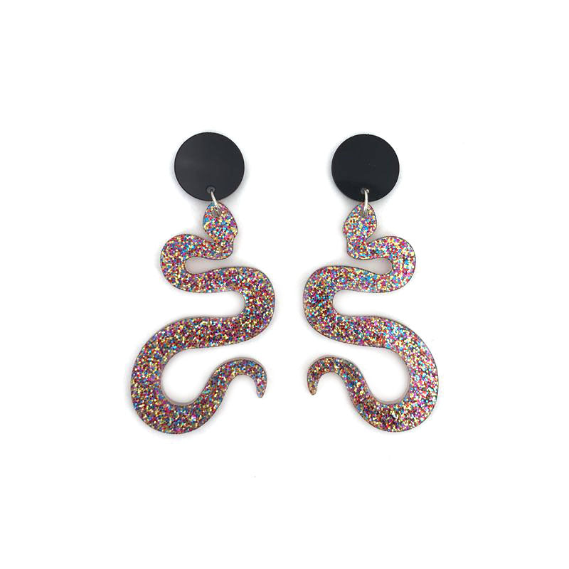 Acrylic Pastel Long Snake Earrings MIC-QiuG006