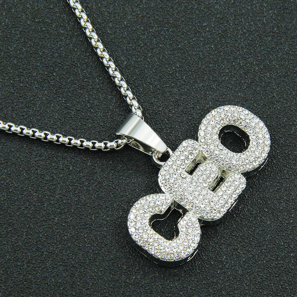 Alloy diamond inlaid letter necklace MYA-ShangH011