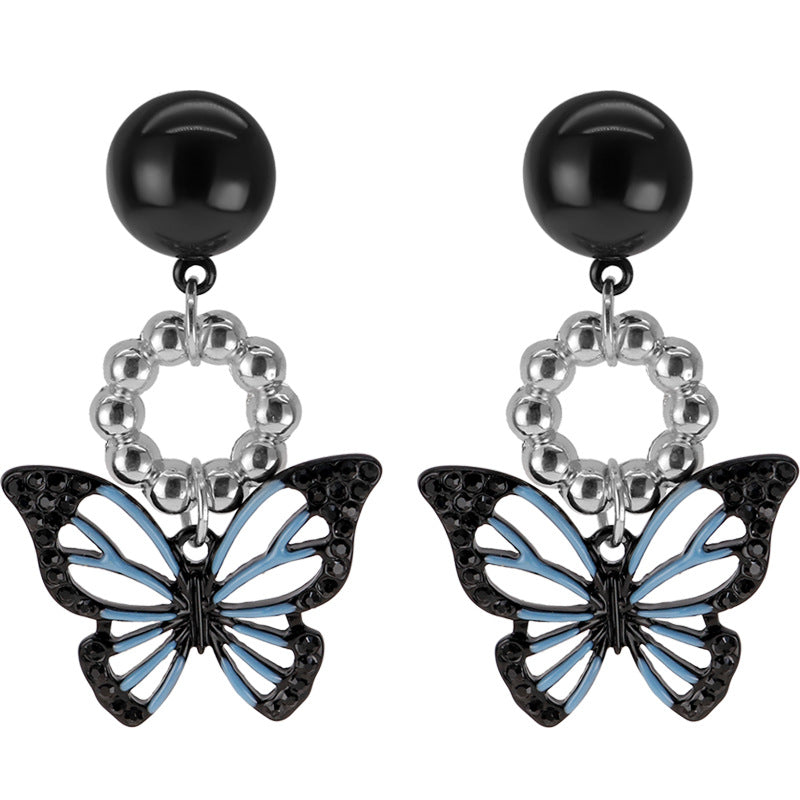 Alloy black hollow butterfly ear clip (Minimo de Compra 2) MIC-ShangY003