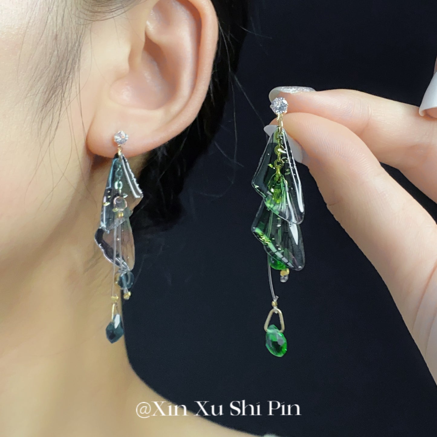 Alloy green cicada wing tassel earrings (Minimo de Compra 2) MIC-XinXu007