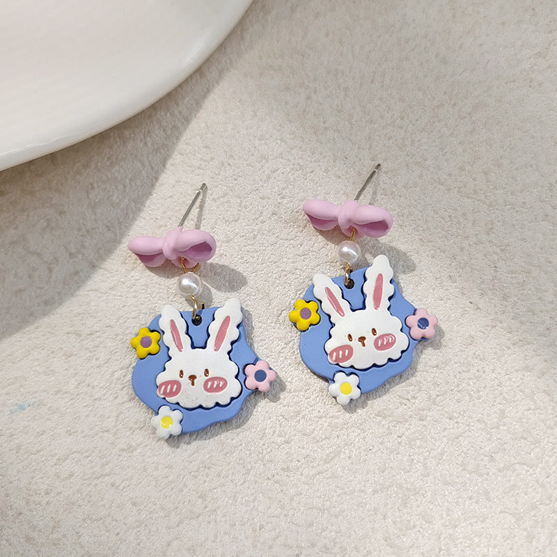 Alloy Little White Rabbit Flower Earrings (Minimo de Compra 2) MIC-BLD044