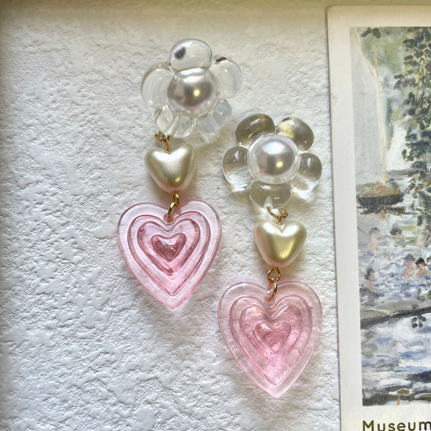 Acrylic transparent flower heart earrings MIC-MMZ001