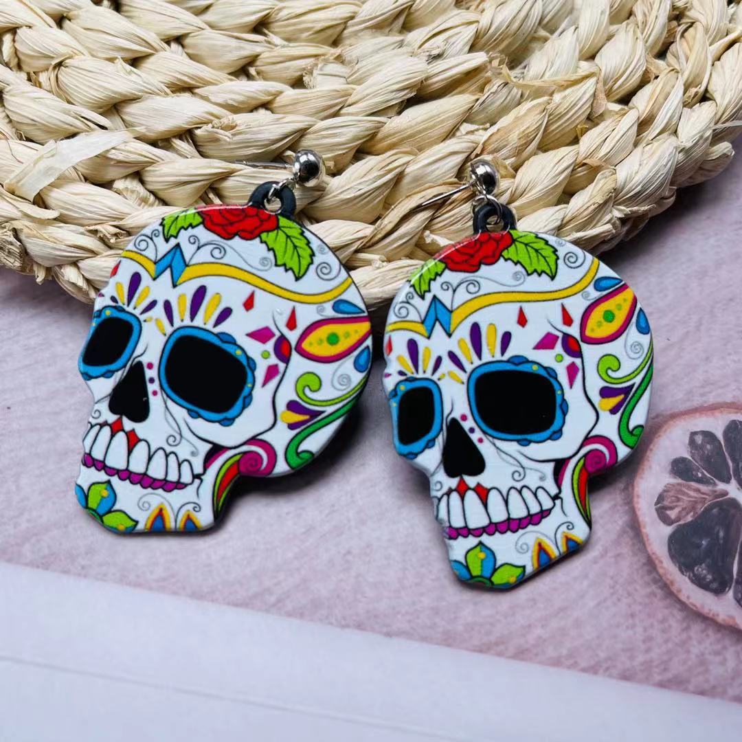 Acrylic Ghost Skull Earrings MIC-ChiC031