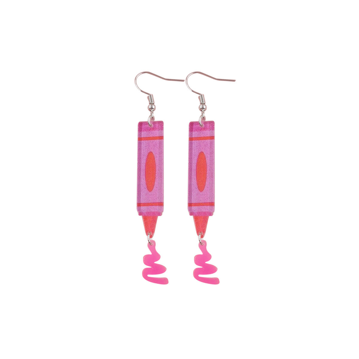 Acrylic pink crayon watercolor pen earrings (Minimo de Compra 2) MIC-QingM026