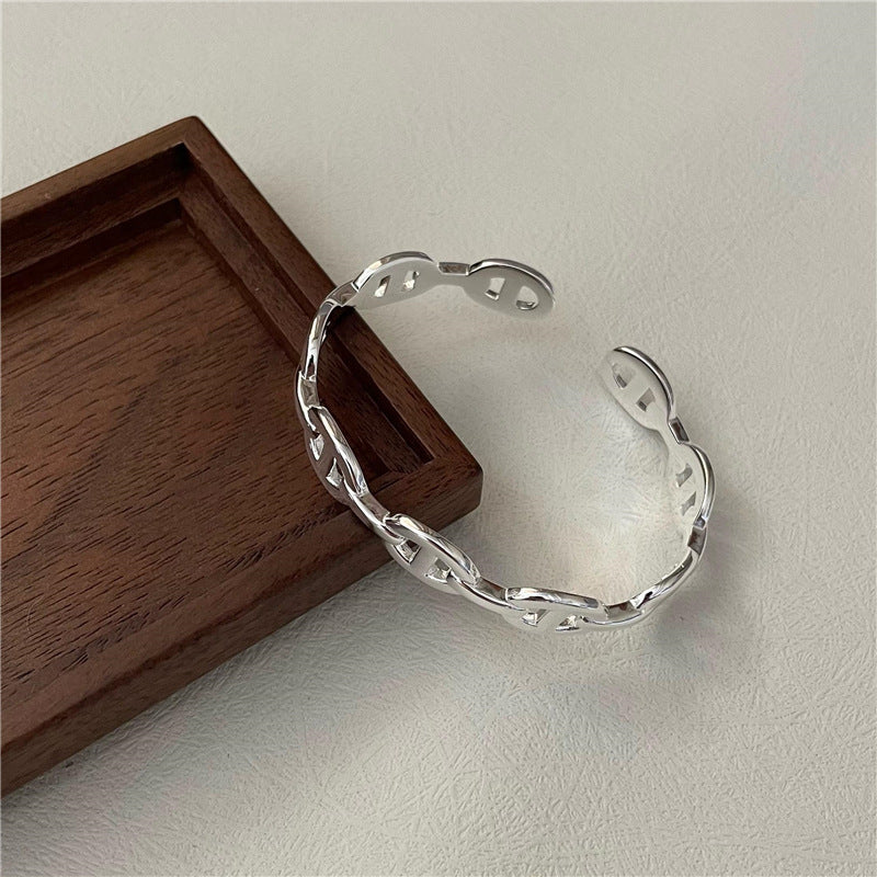 S925 sterling silver pig nose bracelet US-JiaY023